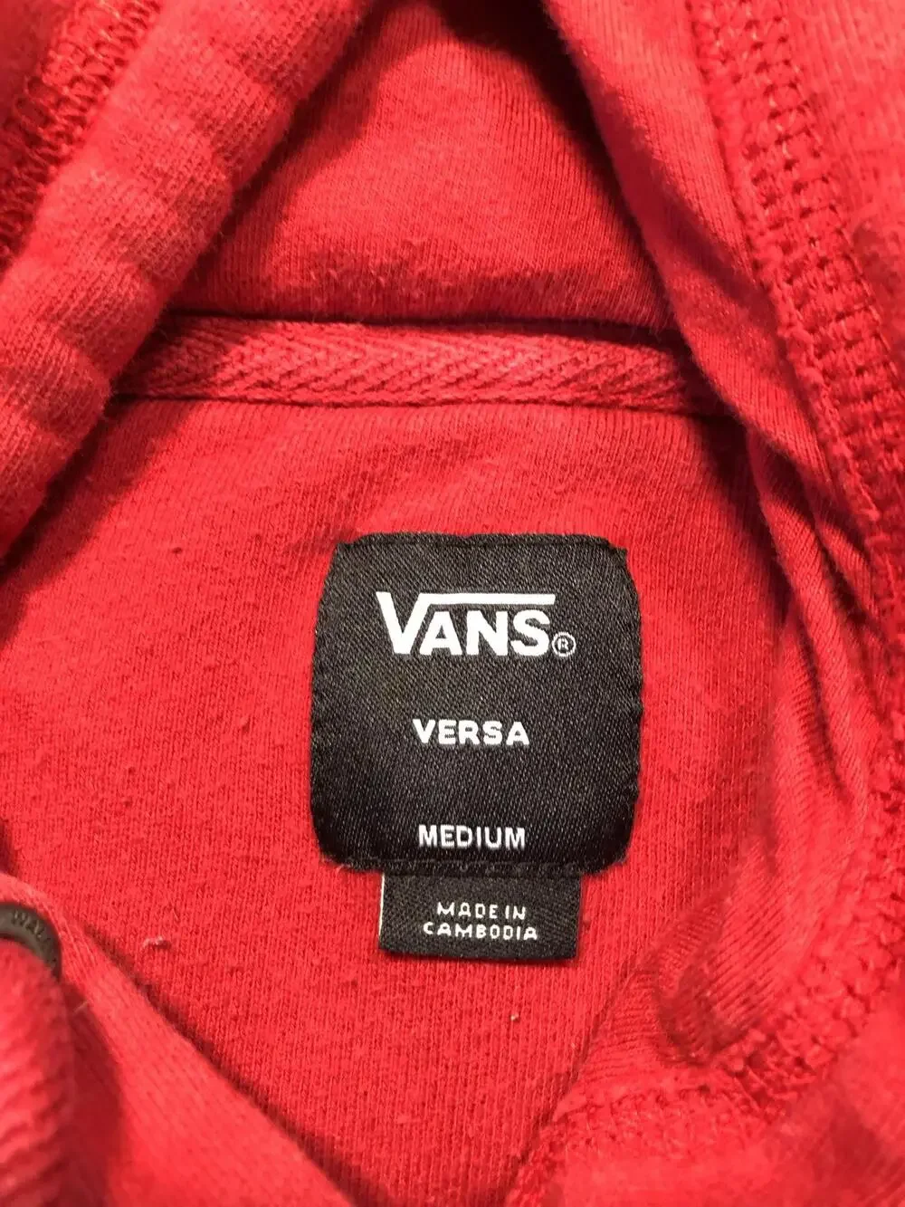Vans Versa Hoodie Sweatshirt Mens Medium Red Fleece Pullover Kangaroo Logo